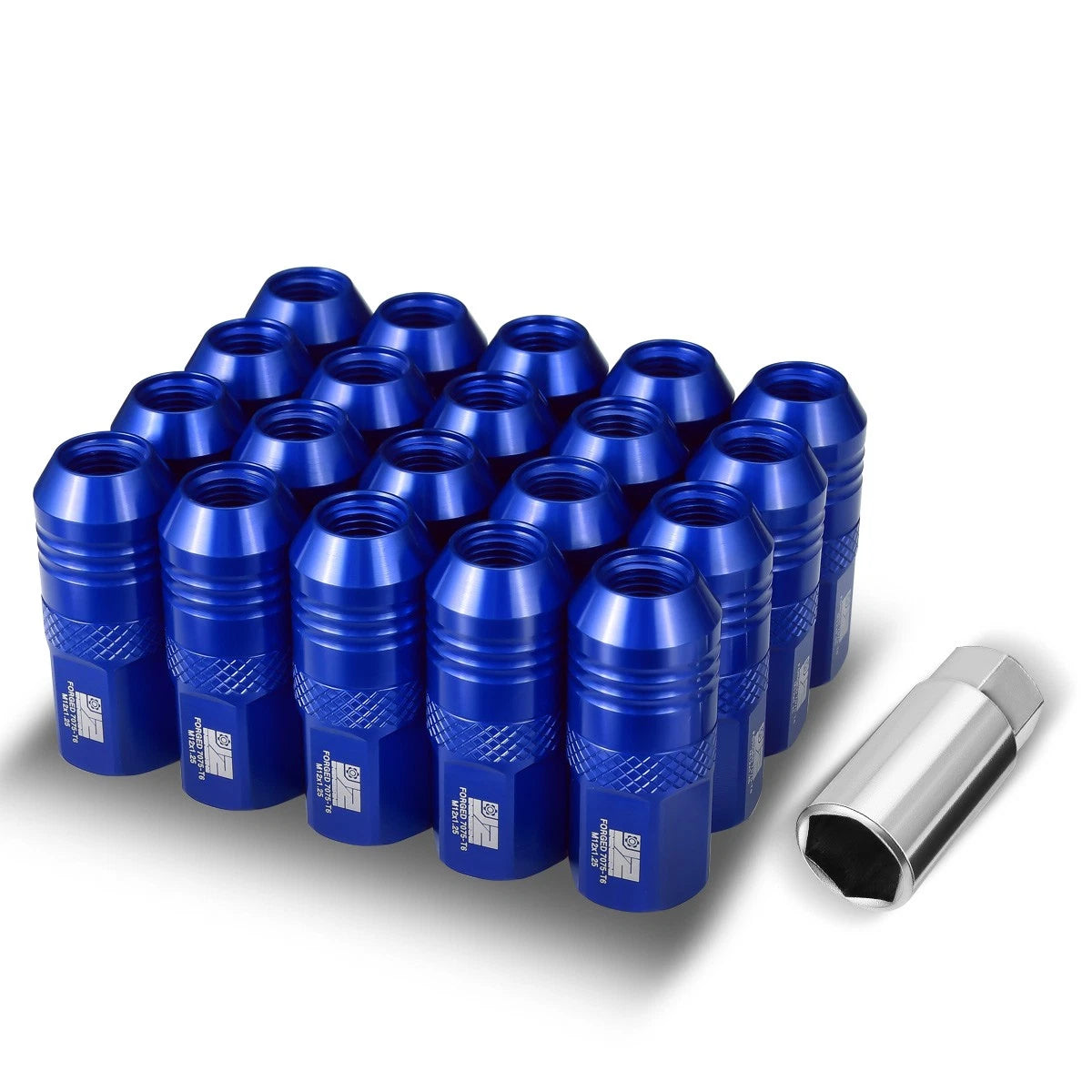 J2 Engineering Blue M12 X1.25 21mm Od/ 50mm Height Open End Lug Nuts