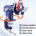 WORKPRO Portable Dual Jaws Table Vises 2.5" & 1.5" Swivel Clamp-On