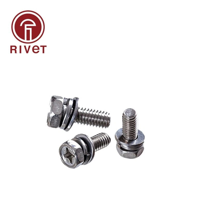 M4 M5 M8 Cross Recessed Hexagon Bolt With Lock Washer And Plain