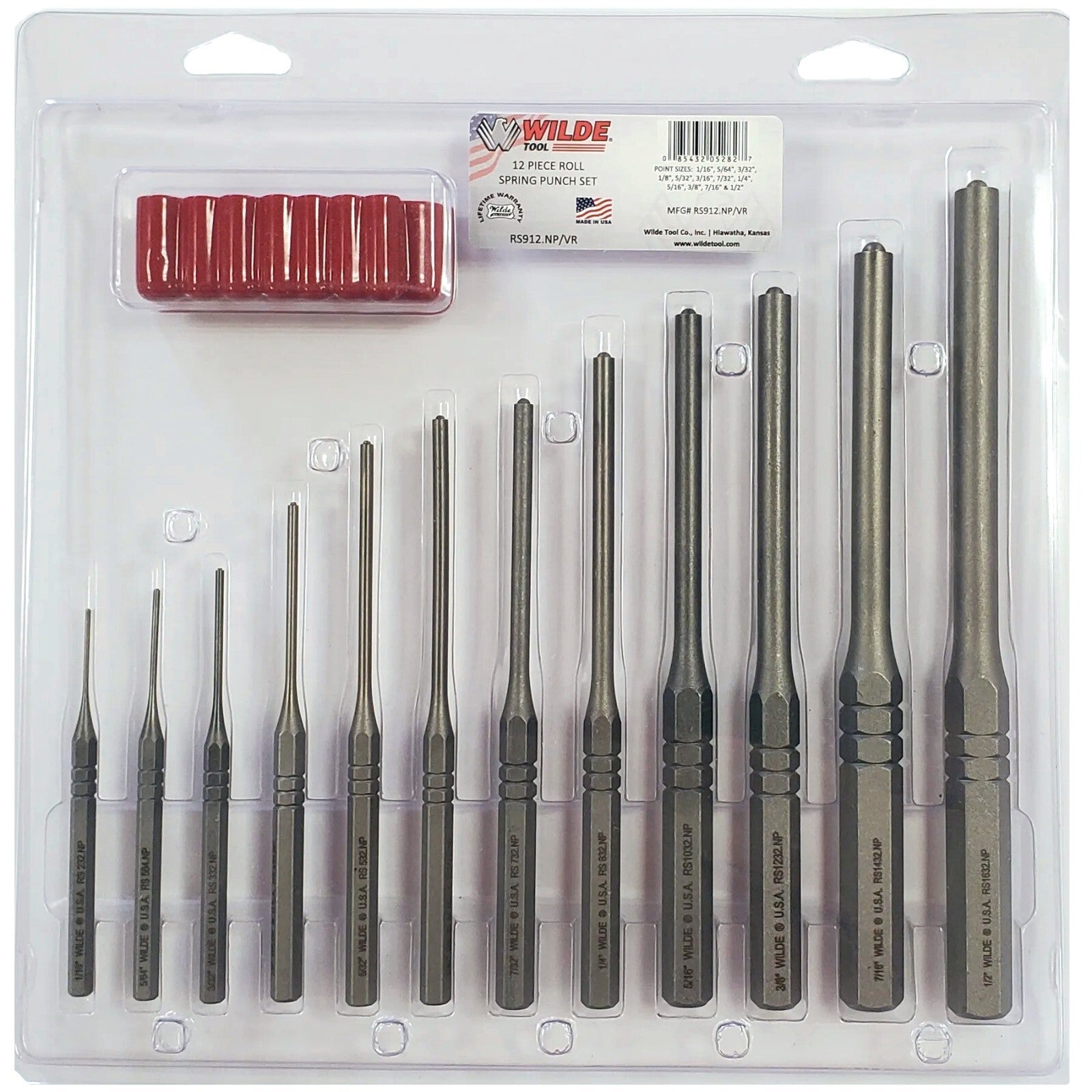 Wilde Tool 12pc Professional Roll Pin Punch Set
