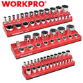 WORKPRO 3PCS Magnetic Socket Organizer Set 1/4" 3/8" 1/2" Drive SAE