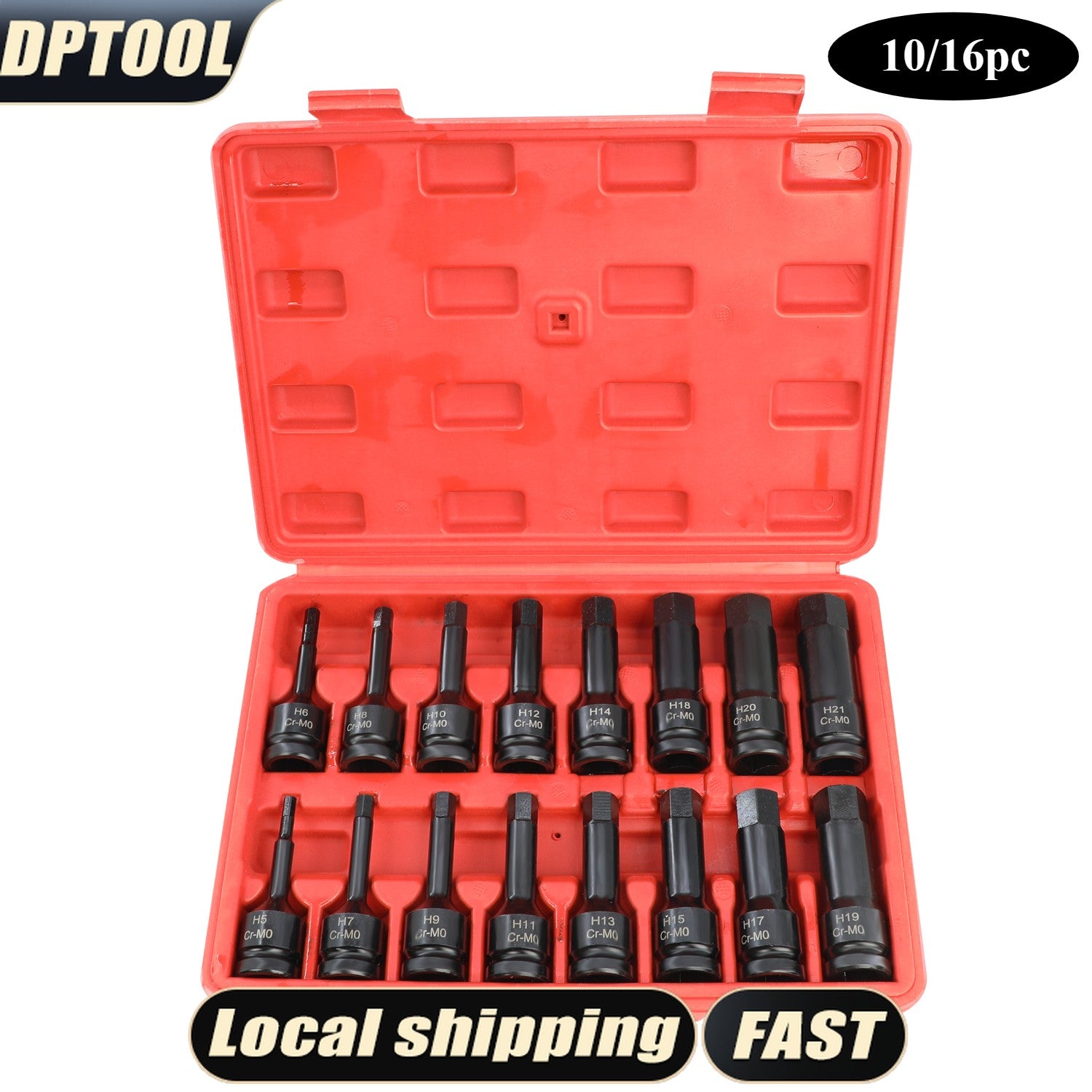 1/2" Drive S2 Impact Hex Allen Socket Bit Set Metric Long Reach 10PC