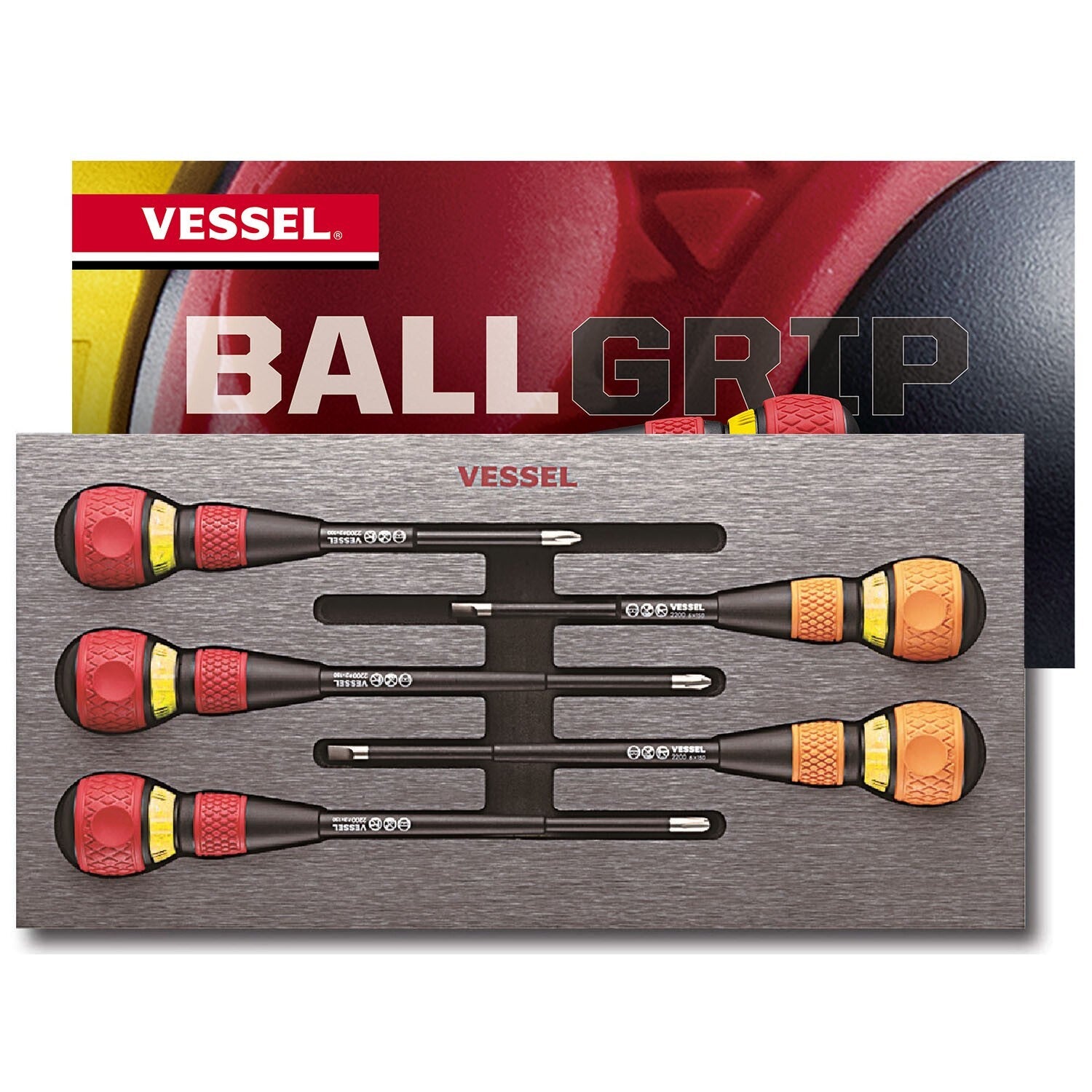 Vessel Ball Grip Ratcheting Screwdriver Set 5pc