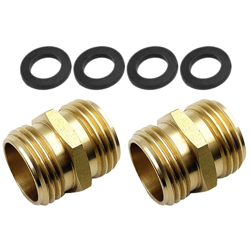 High Quality Brass Double Male Garden Hose Coupling 2 Pack Simple InstallationOp