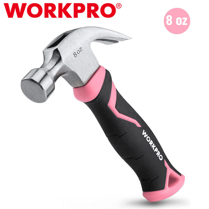 WORKPRO 8oz Claw Hammer Fiberglass Handle Forged Hardened Steel Head