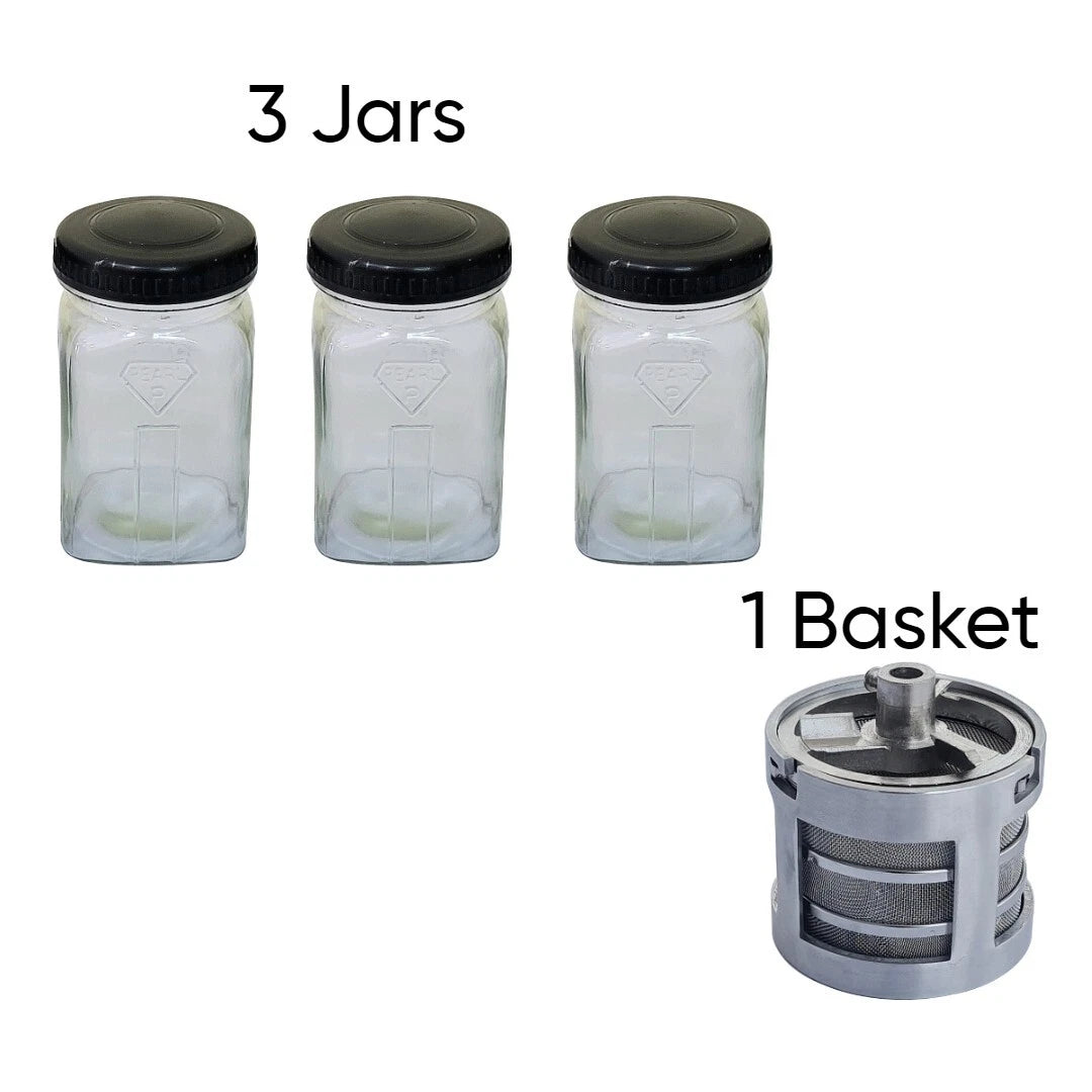 Set Of 3 Watch Cleaning Jar & 1 Watch Cleaning Basket - Fits Elma &