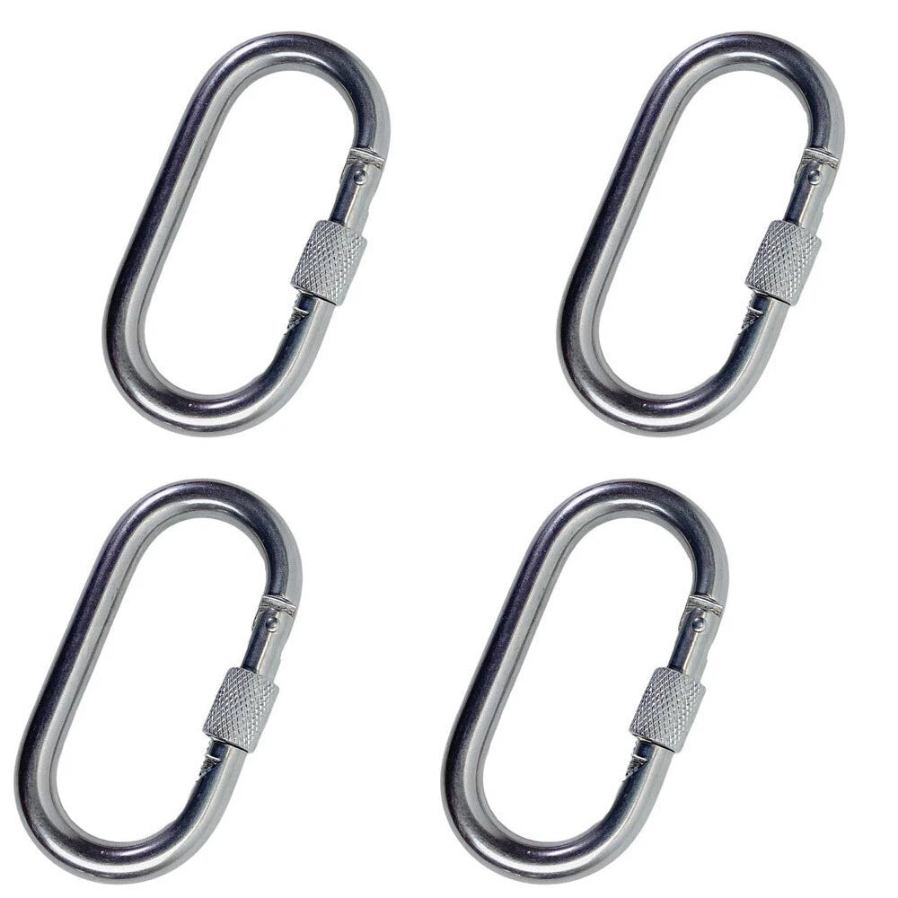 1/4" Stainless Steel Oval Locking Nut Quick Link Carabiner Spring