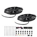2X 12 Inch Electric Cooling Fan Universal Radiator Fan Assembly 12V 80W