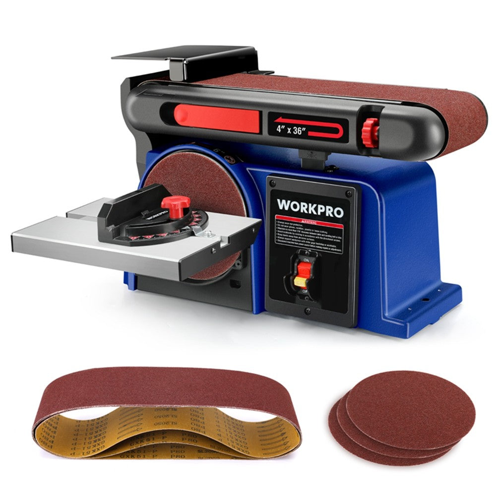 WORKPRO 4.3Amp Belt Disc Sander 4in.x36 in. Belt &6 in. Disc Sander