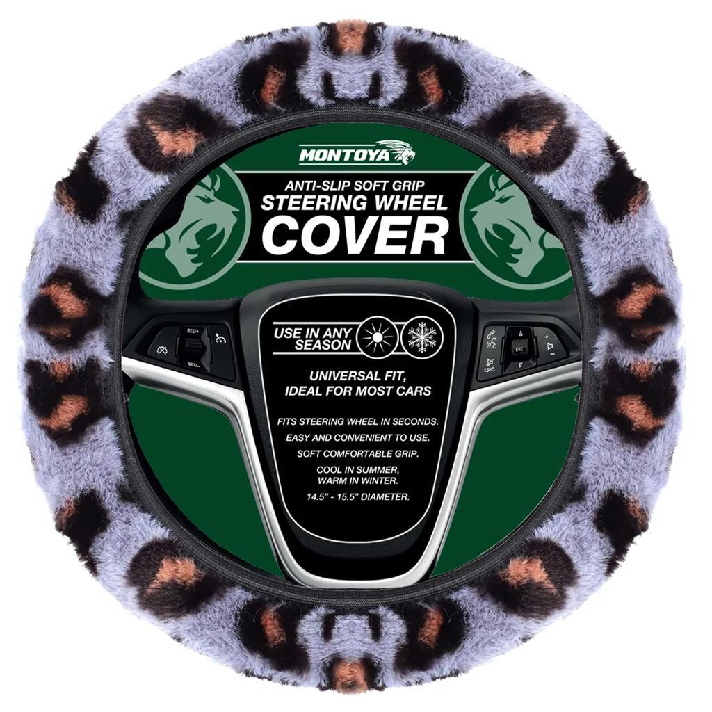 Montoya Steering Wheel Glove Cover Soft Grip Full Leopard Grey Print
