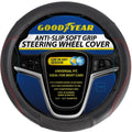 Goodyear Steering Wheel Glove Cover Black & Red Stitching Leather Look