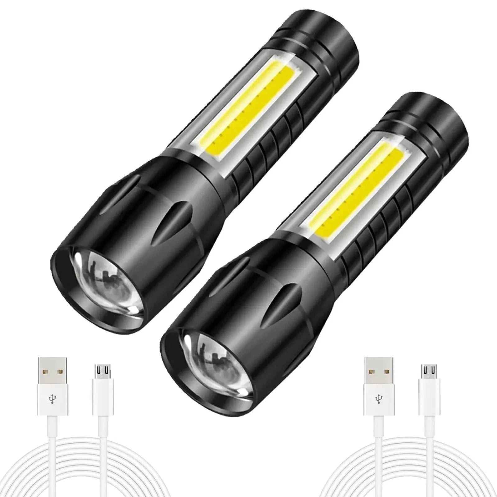 2 Pack Mini Flashlights Rechargeable 350 Lumens Led Usb Small