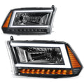 Fit 09-24 Ram 1500 Black/amber C-LED Drl Drl Sequential Turn Signal