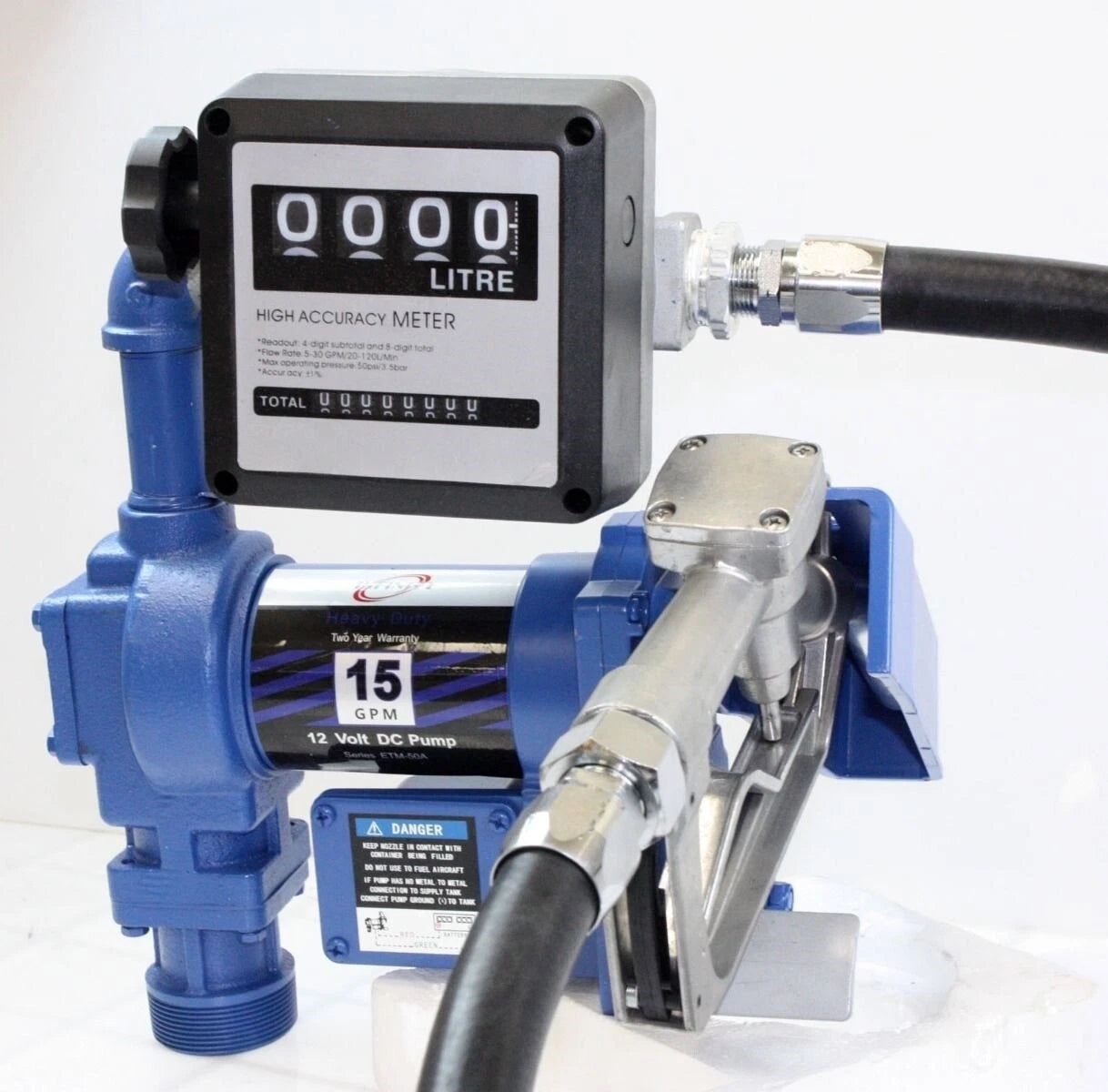 Gasoline Anti-explosive Fuel Transfer Pump 12V Dc 15GPM W/ Meter,