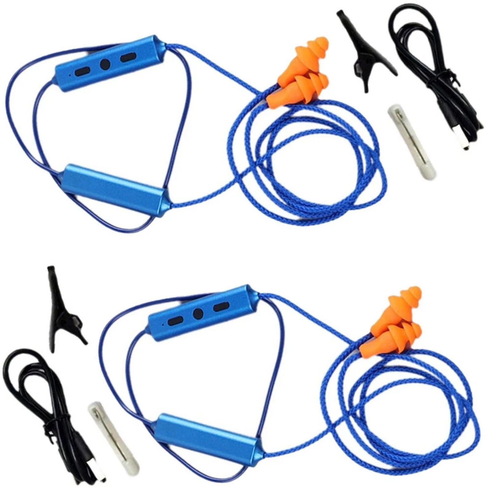 Durable 2-set Blue Bluetooth Earplugs For Hearing Protection Noisy