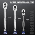 Workpro Ratchet Set 1/4" 3/8" 1/2" Dr Ratchet Handle Quick Release