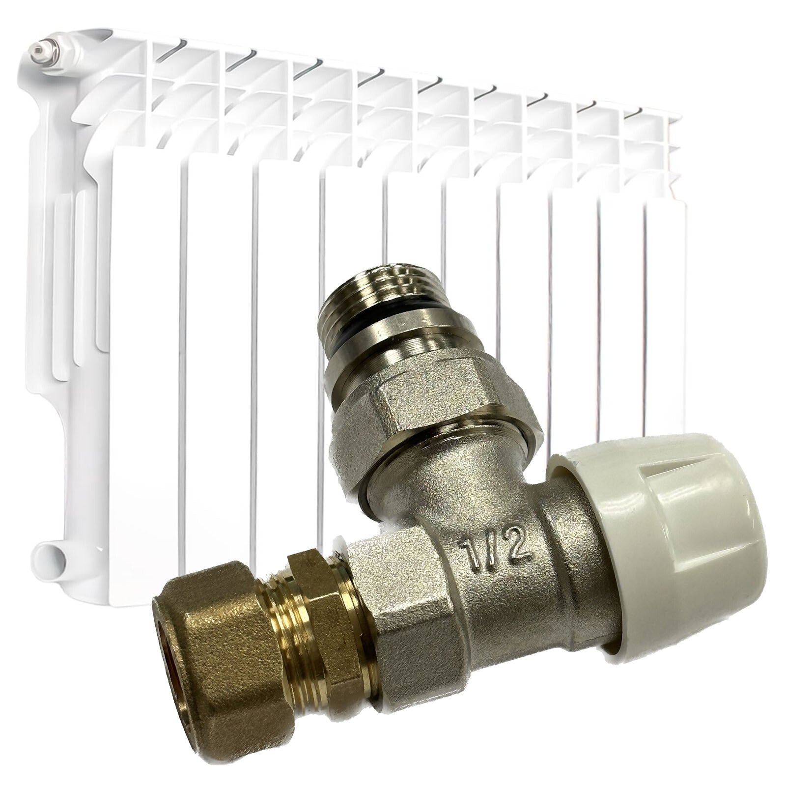 1/2" Thermostatic Radiator Valve Adjustable Knob for Temperature Control