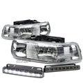 Chrome Housing Clear Lens Headlight/lamp<wbr/>+LED | Built Supply Co
