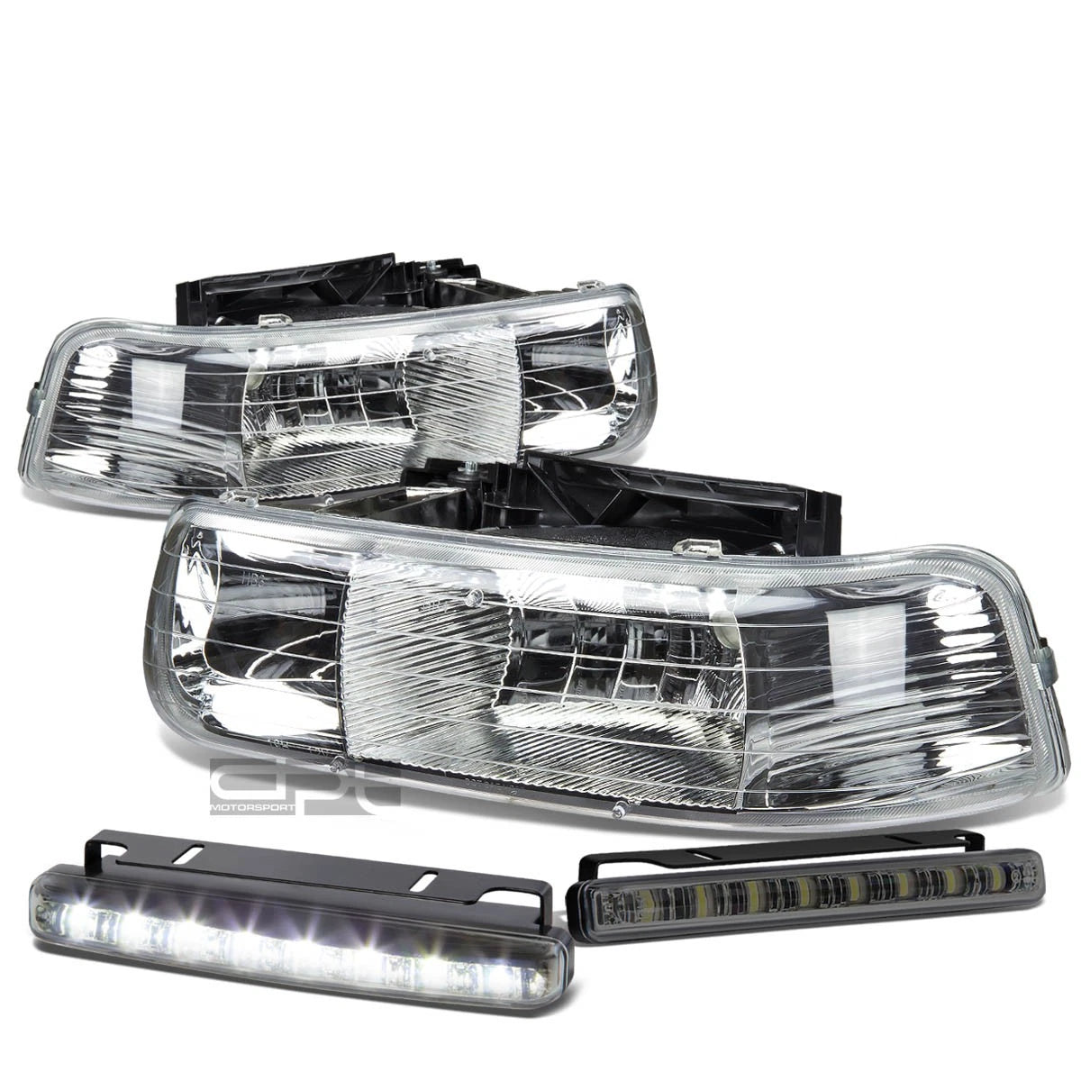 Chrome Housing Clear Lens Headlight/lamp<wbr/>+LED | Built Supply Co
