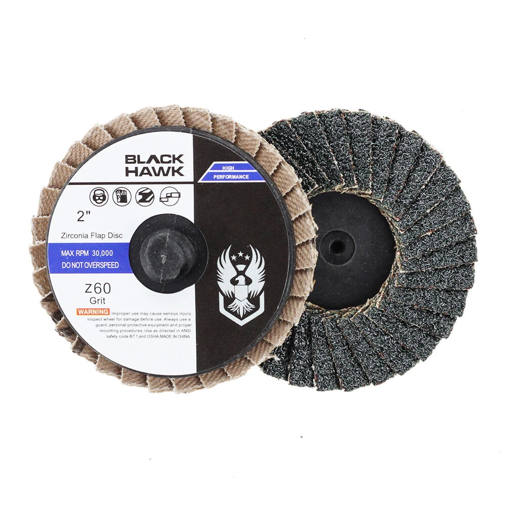 100 Pack - 2" Mini Flap Discs 60 Grit Quick Change Sanding Roloc Style Type R