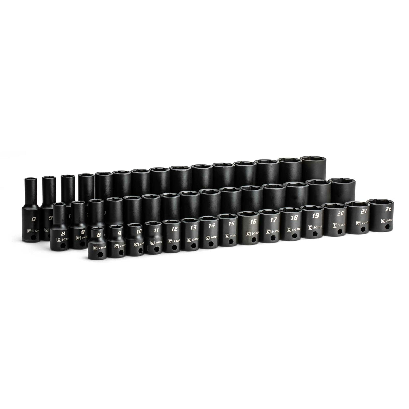 Capri Tools 3/8 in. Drive Shallow/Semi-Deep/Deep Impact Socket Set, MM, 45-PcOpens in a new window o