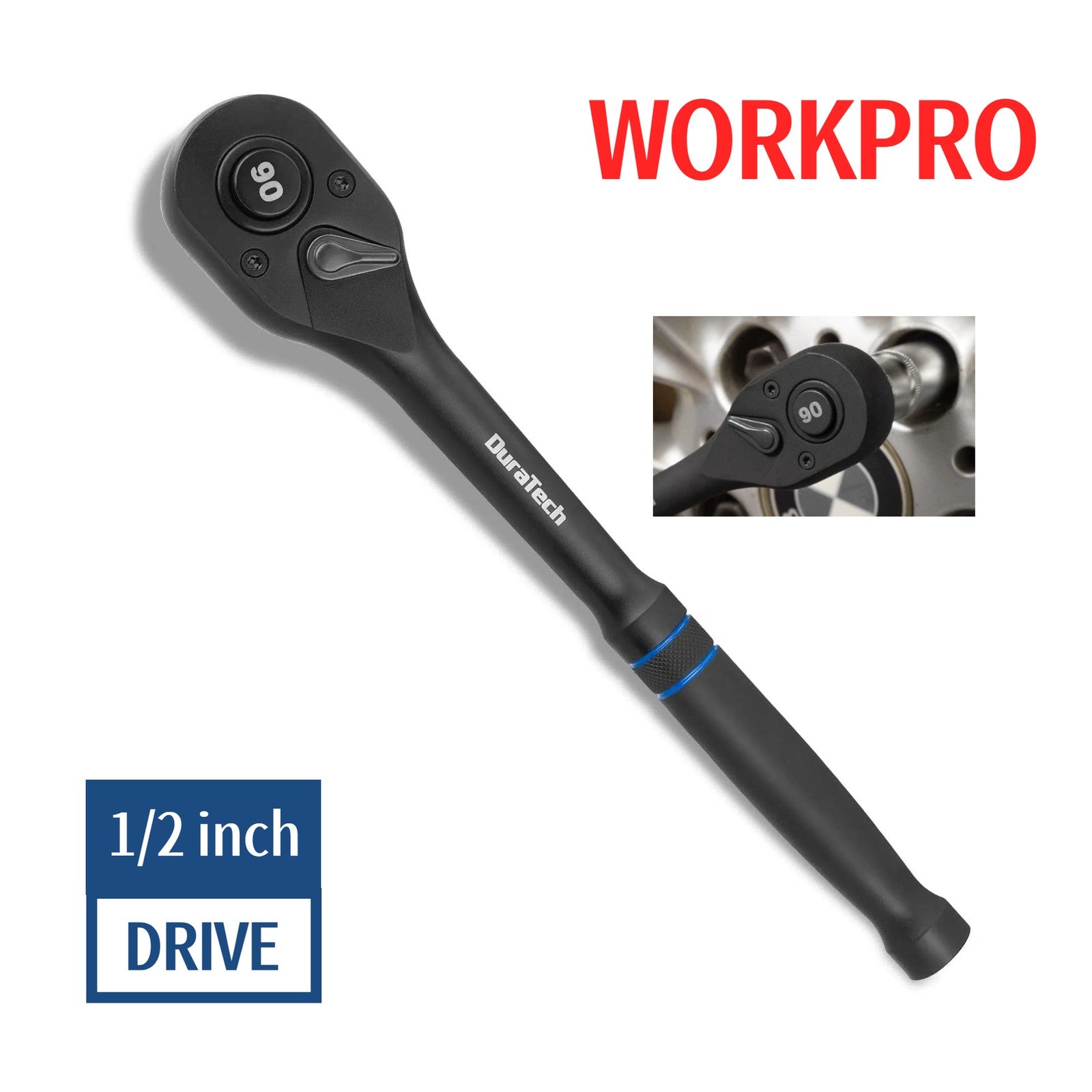 DURATECH 1/2-Inch Drive Ratchet Wrench 90-Tooth