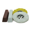 4 Pc Kit: 8” White &amp; Yellow Airway Buffing Wheel and 2 Polishing Compound Bars