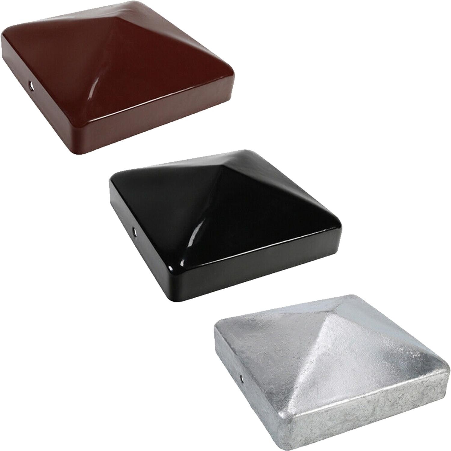Fence Post Caps 50x50mm Red Black Galvanised Zinc Silver