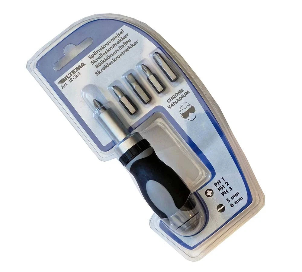 Biltema Denmark 5-in-1 Stubby 3 Work Position Ratchet Handle