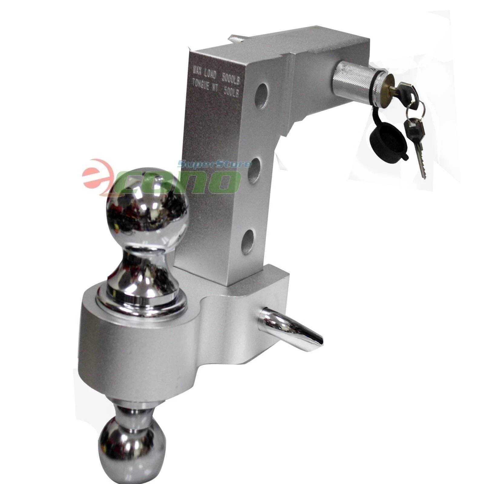 Aluminum Adjustable Raise Drop Tow Hitch Mount + Lock & 2" & 2-5/16"