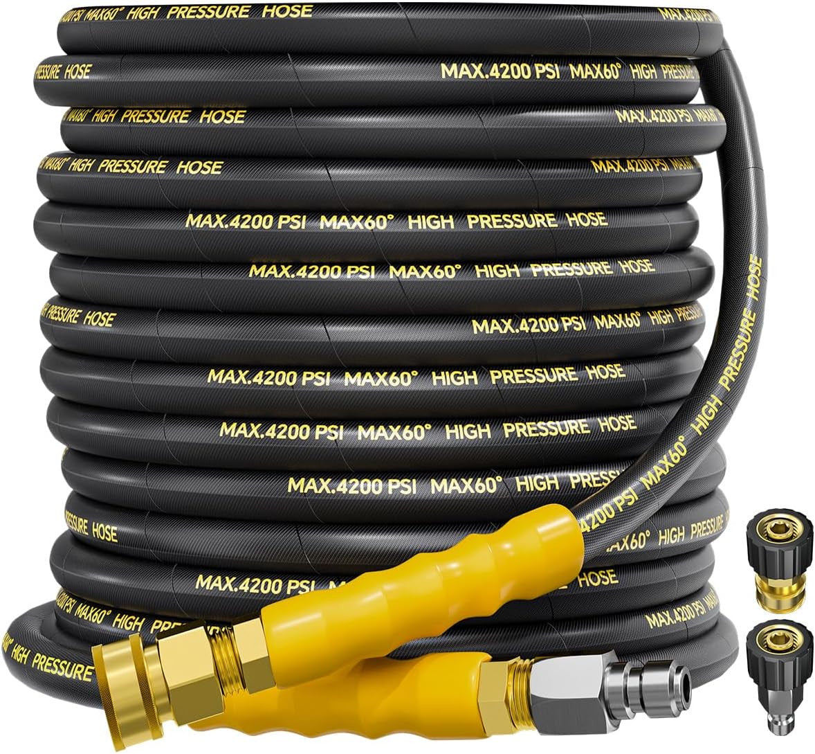 4200psi Pressure Washer Hose 50ft with 3/8" Swivel Quick Connect for