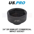 Us Pro Tools 3/4" Dr 90mm 6pt Commercial Impact Socket 3963