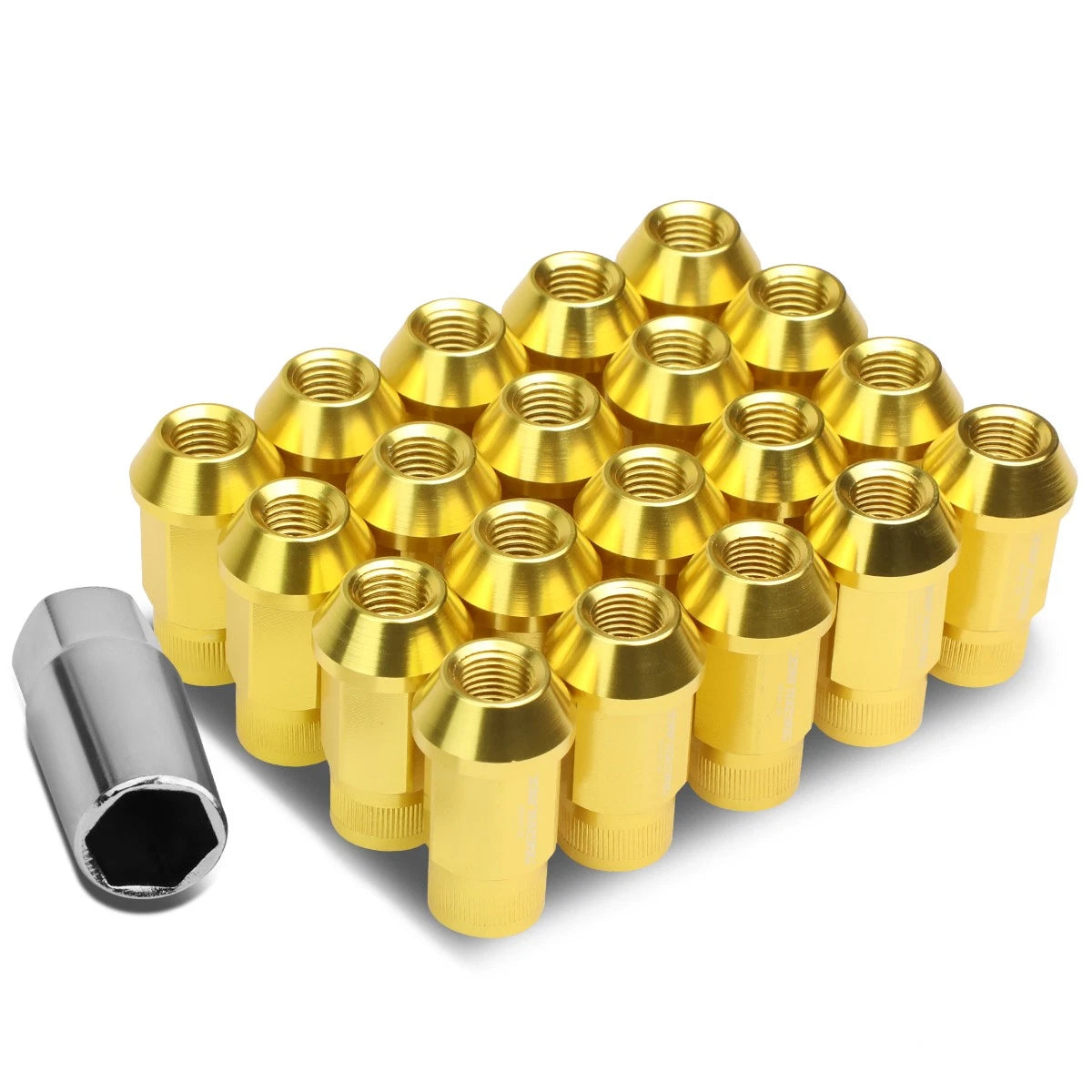 Open End M12x1.25 44mm Tall 25mm Od Gold Aluminum Jdm Rim Wheel Lug
