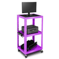 24"-42" Adjustable Purple Steel 3-shelf Av Cart 3 | Built Supply Co