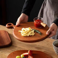 Natural Ebony Wood Cutting Board With Sided Design Round And