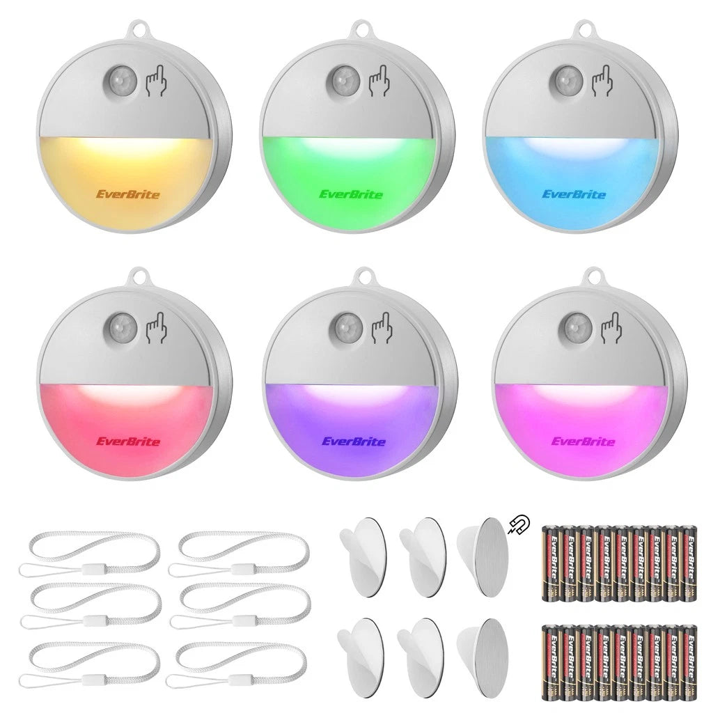 Everbrite 6-pack Led Motion Sensor Night Light Dimmable 15 Rgb Colors