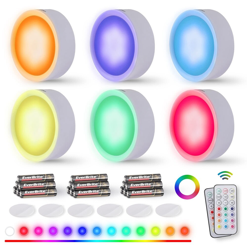 EverBrite 6-PACK Puck Lights Wireless LED Closet Lights 13 R