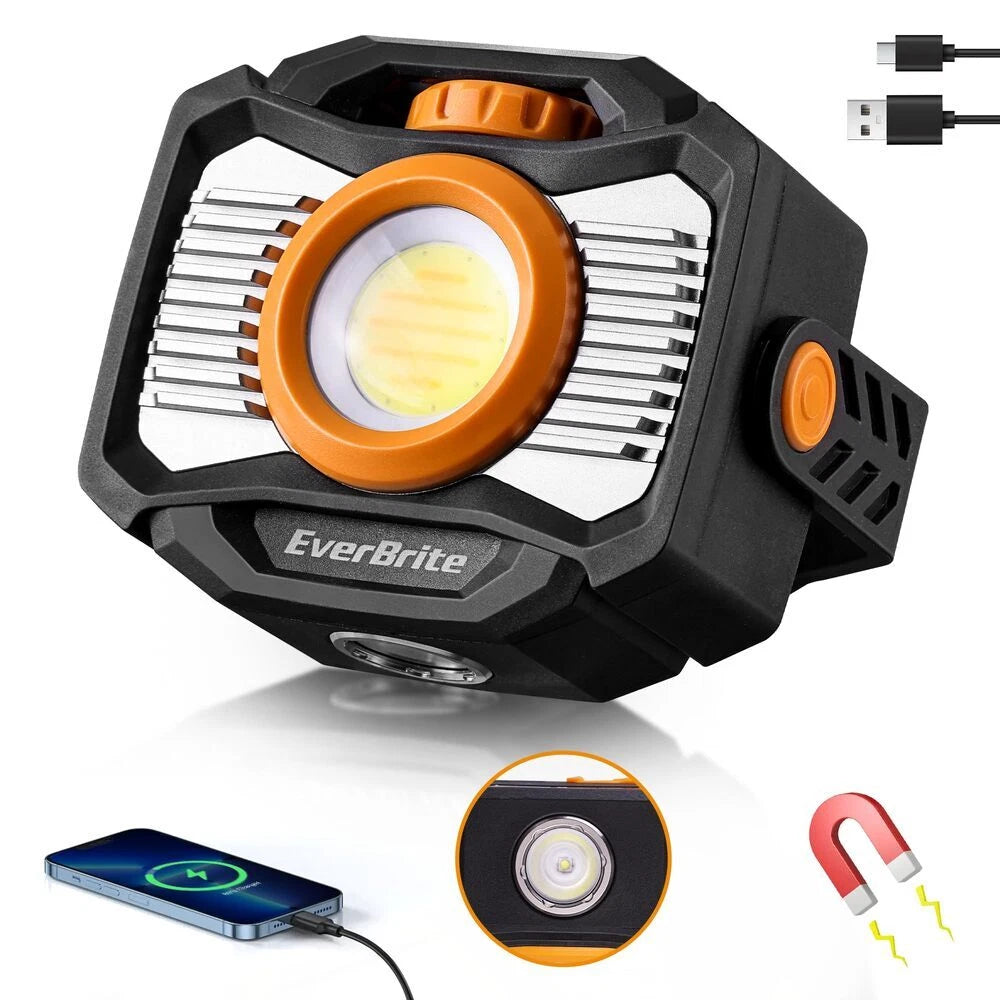 Everbrite 2000lm Magnetic Cob Led Work Light Rechargeable 7 Modes
