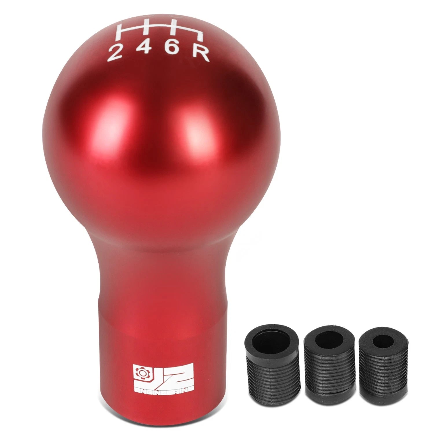 J2 Universal Aluminum Spherical Teardrop Shift Knob Red W/ Thread