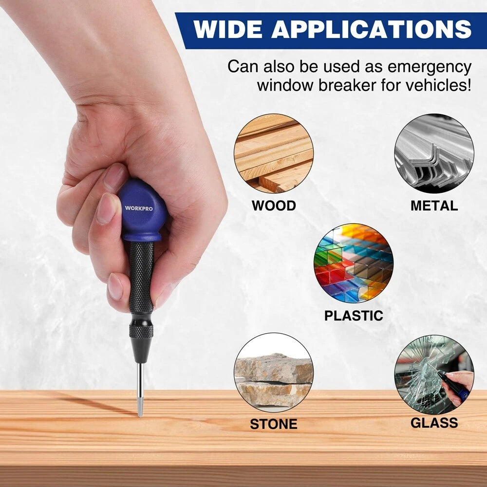Workpro 5"automatic Center Punch For Metal Adjustable Spring Loaded