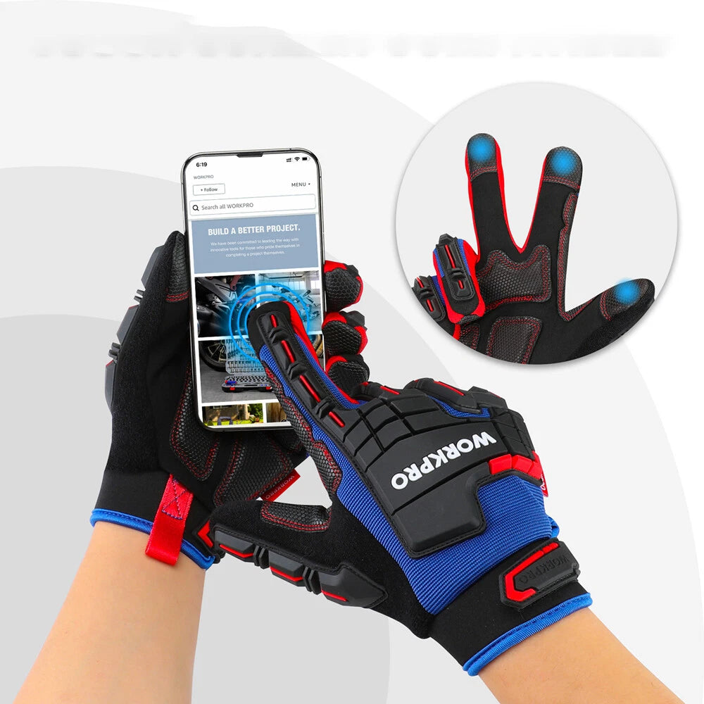 WORKPRO Heavy Duty NEW Working Gloves Synthetic Leather Impact Protection M/L/XL
