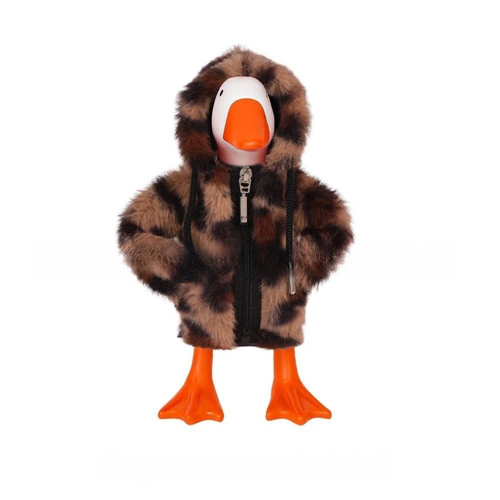 Cute 7 Inch Desktop Goose Clothing White Hooded Outfit With Zipper