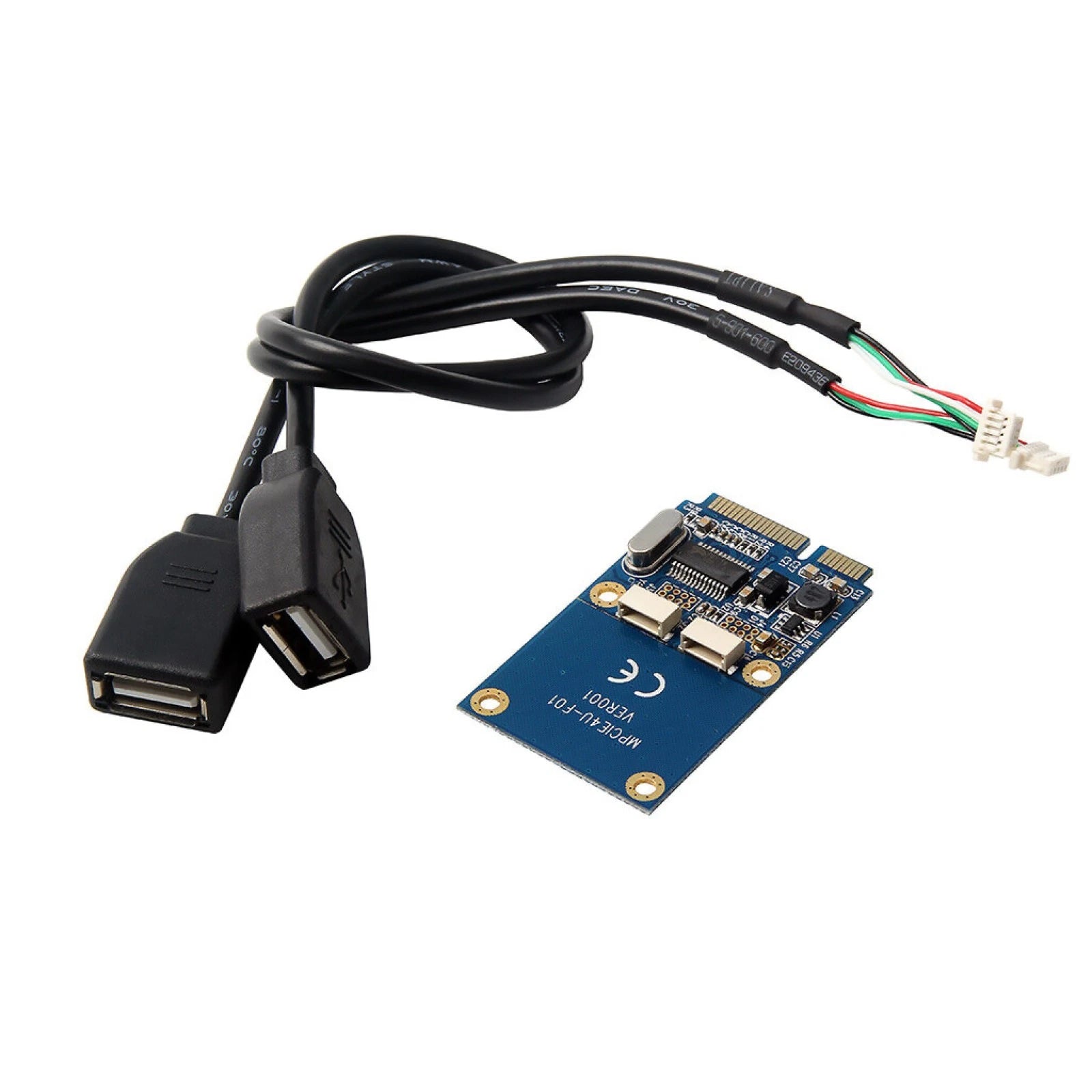 Mini Pci-e Pci Express To 5 Pin Dual Usb 2.0 Adapter Riser Expansion