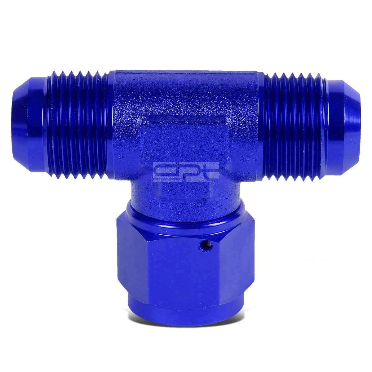 12an An-12 Male On Run Female Center Port Flare Blue Anodized Tee