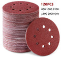120pc 5-Inch Sanding Discs 800–2000 Grit Hook Loop
