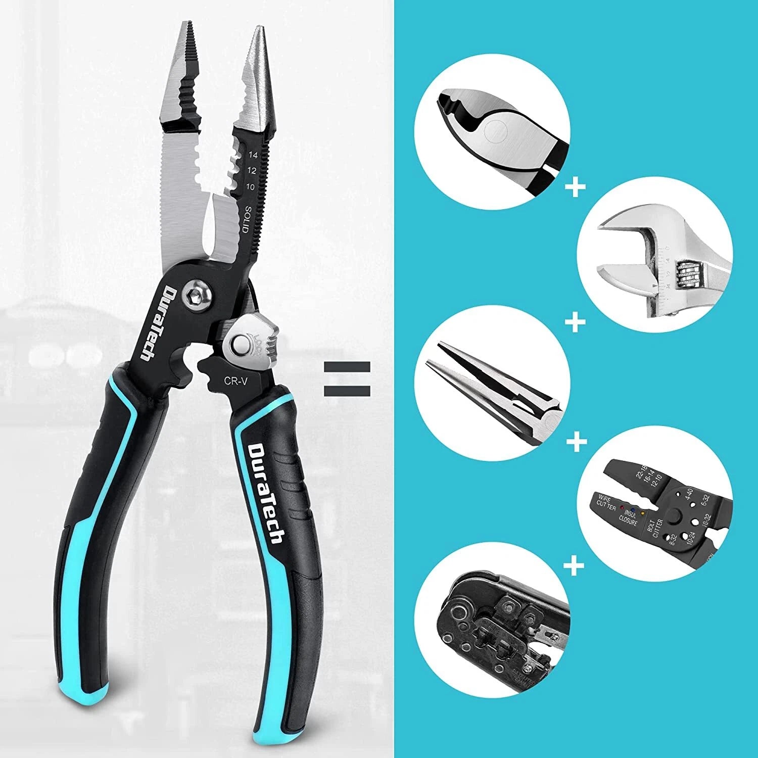 Duratech 5-in-1 Wire Stripper Tool Needle Nose Plier