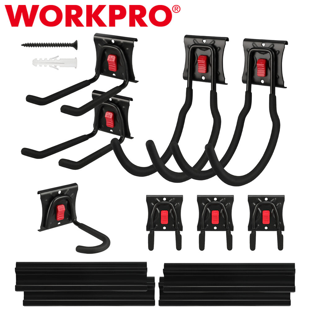 WORKPRO Heavy Duty Garden Tool Organizer Wall Mount 64" 8 Hooks