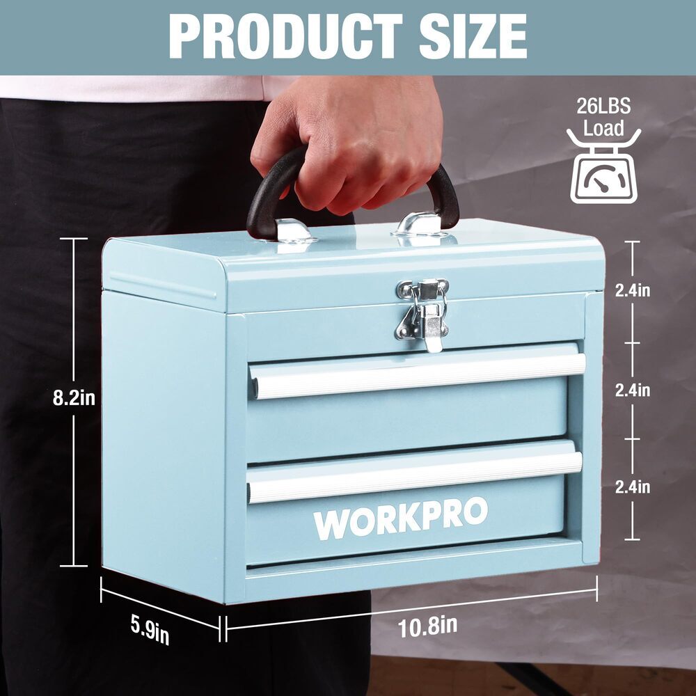 WORKPRO Portable Mini Tool Box 2 Drawers Metal Tool Chest by WORKPRO