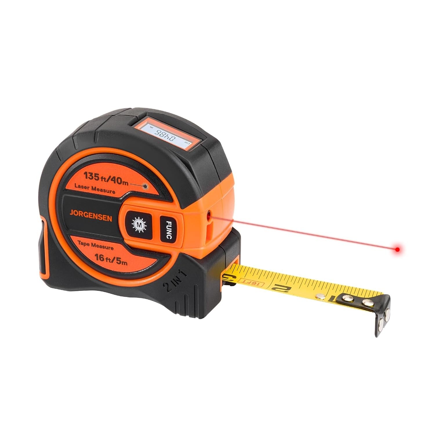 JORGENSEN 2-in-1 Laser Measuring Tool & Measuring Tape by JORGENSEN