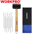 WORKPRO Tent Stakes Hammer Set 16oz Rubber Mallet Hammer 10PCS Metal